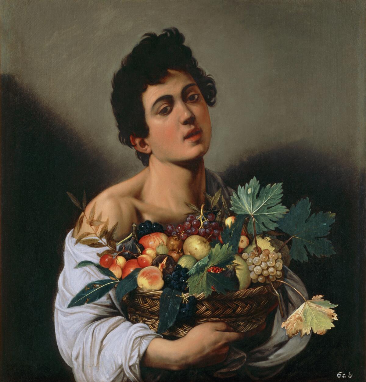 Caravaggi's "Boy With a Basket of Fruit," about 1593-94. Oil on canvas.