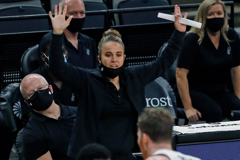 San Antonio Spurs assistant Becky Hammon took over head coaching duties after Gregg Popovich was ejected.