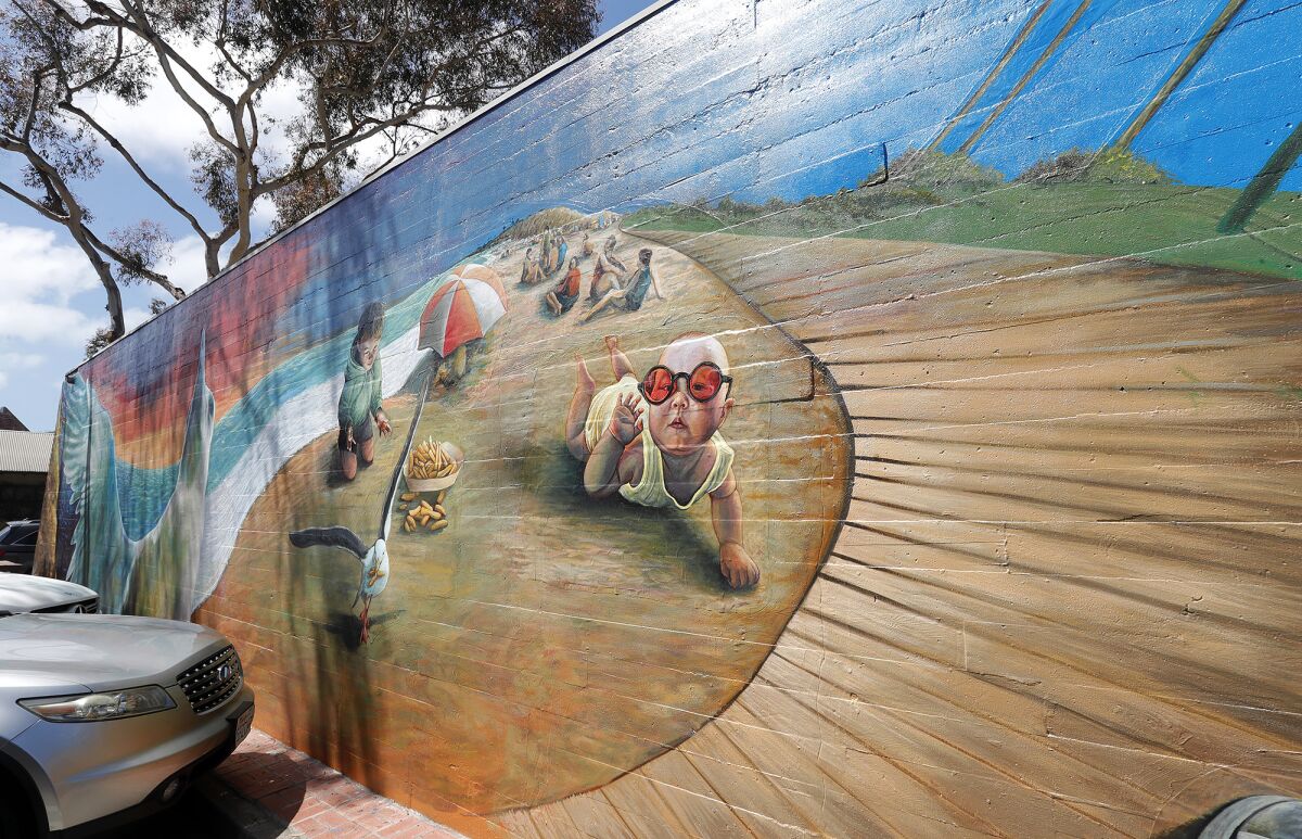 Timothy Robert Smith's mural "Ripple Effect" is located at 328 Glenneyre Street.
