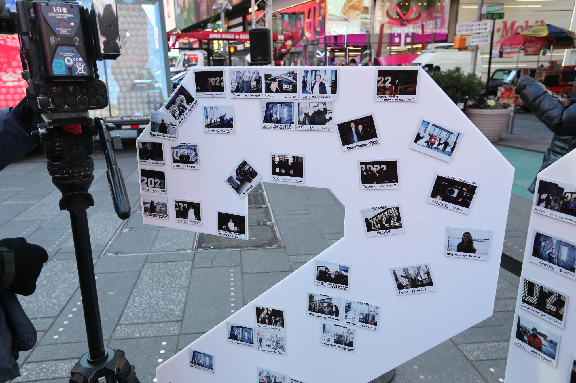 A photo wall in Times Square