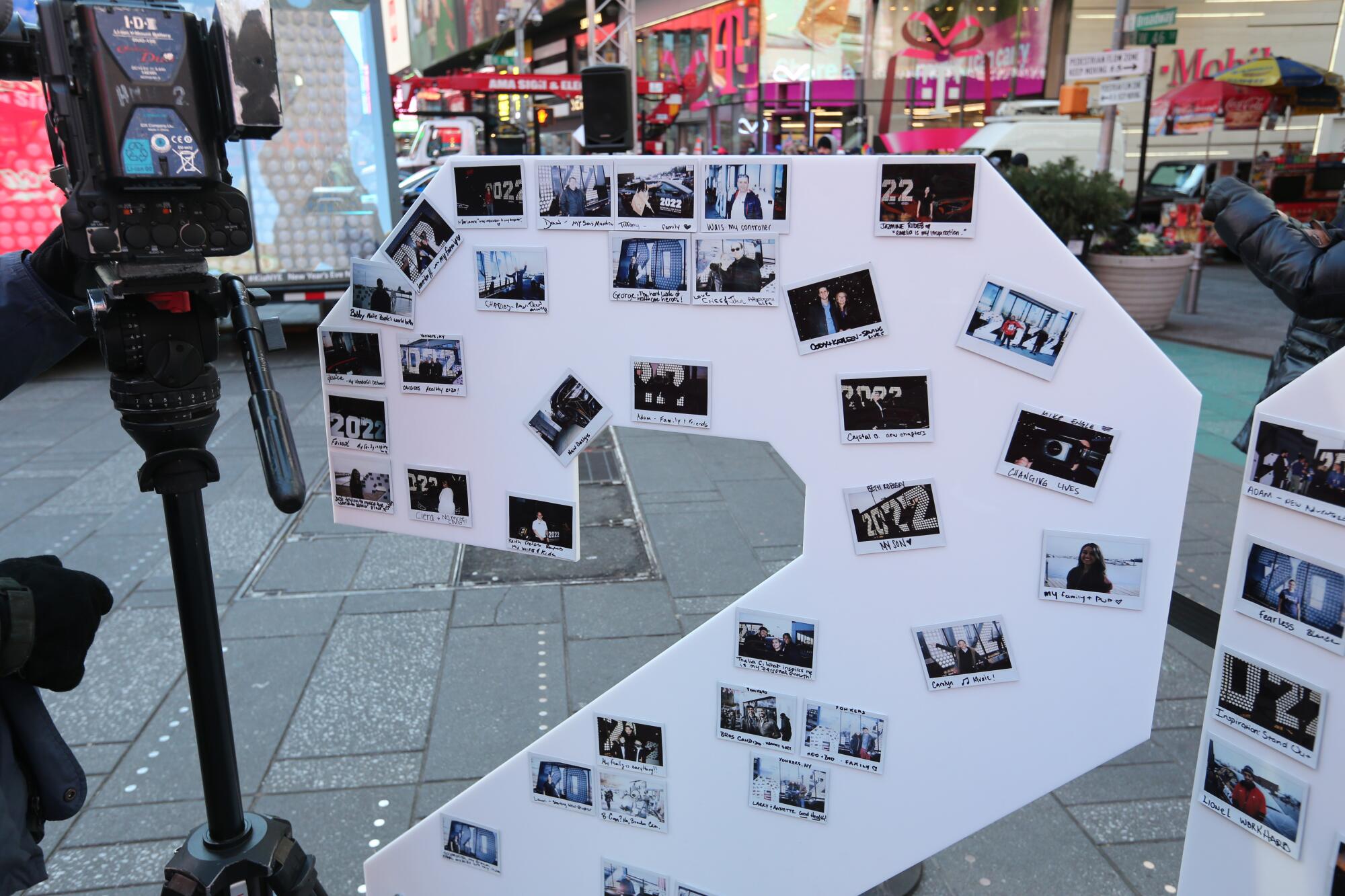 A photo wall in Times Square