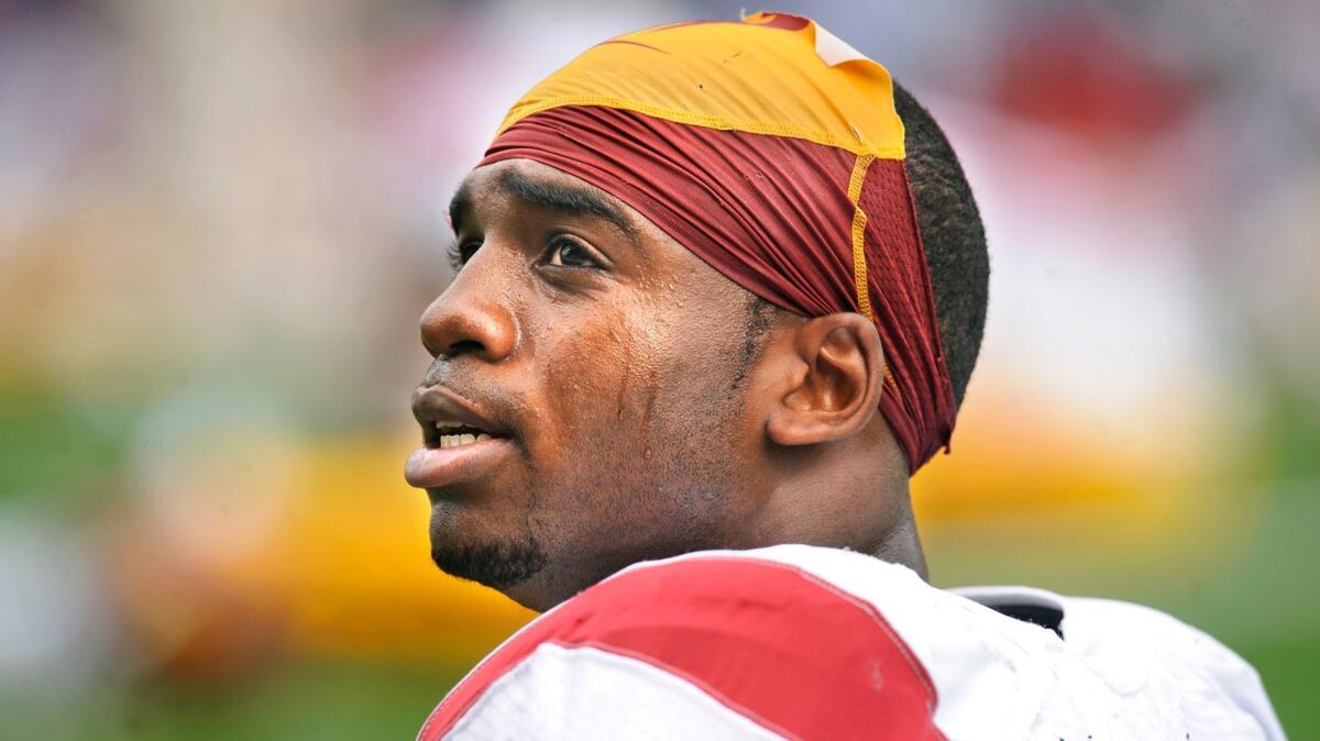 Joe McKnight appears before a USC game against the Huskies in Seattle.