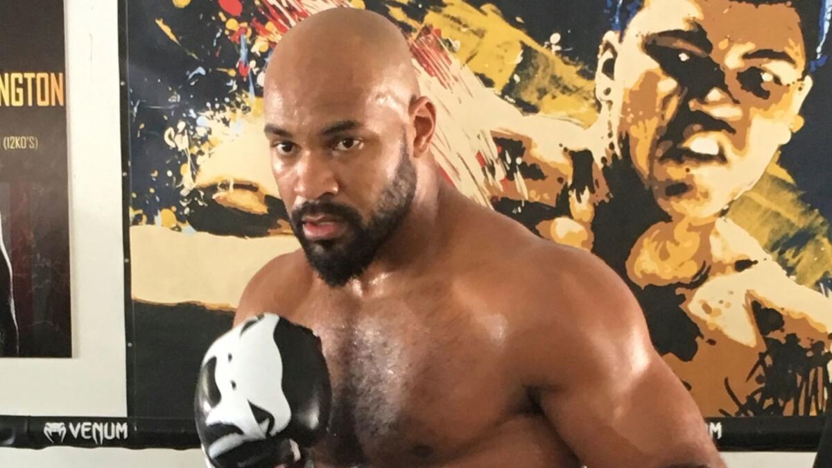 Gerald Washington works with his trainers in Burbank on Feb. 9.