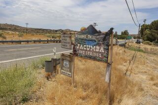 JACUMBA, CA - JUNE 29: This is signage along Highway 80 at the east end of town on Tuesday, June 29, 2021 in Jacumba, CA. Cherry Diefenback, who is a member of the Jacumba Community Sponsor Group, says she is against the proposed solar project next to Jacumba as it is currently proposed and wants developers to cut it in half. (Eduardo Contreras / The San Diego Union-Tribune)