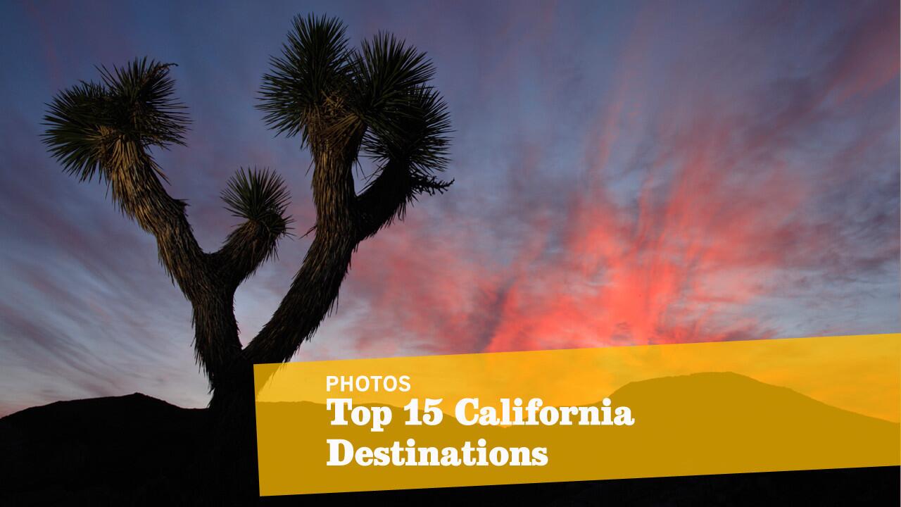 There's no place like home. So explore California like a native. Here's our checklist of not-so-obvious but oh-so-essential sites. But tell us -- are we nuts? Today, with full expectation of howling dissent and snorts of derision, we present the Travel section's first California Golden 15. We, your neighbors, do so as the holiday travel season approaches and as distant strangers peddle their compendiums of places you should visit before you die. These are 15 places we think you must visit to grasp the wonder of this state, including Joshua Tree National Park, shown here. This is not California for beginners -- not Disneyland, not Hearst Castle, not the San Diego Zoo, not even Sutter's Mill. This is the California that speaks to the seasoned native and the thoughtful newcomer, the California that waits beyond the well-explored city limits of Los Angeles, San Diego and San Francisco. (Don't get worked up about the numbers; the list of destinations is random, not by ranking.) -- Christopher Reynolds ALSO: Your California Bucket List: Essential adventures and experiences in the Golden State »