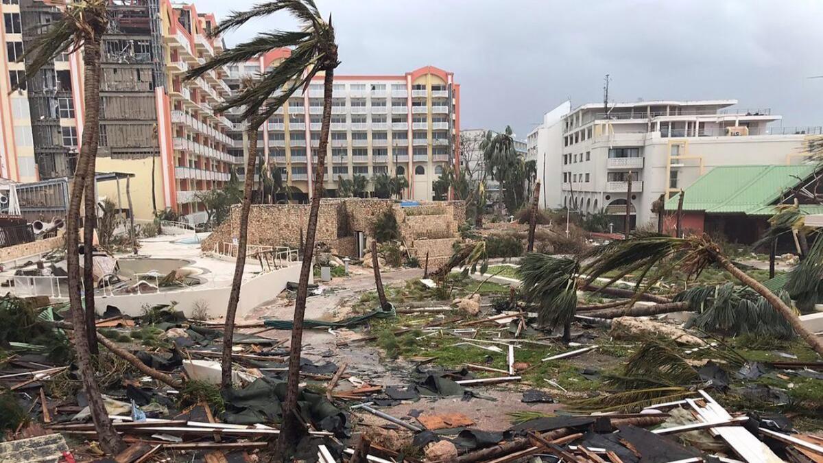 Storm damage in the aftermath of Hurricane Irma in St. Martin on Sept. 6.