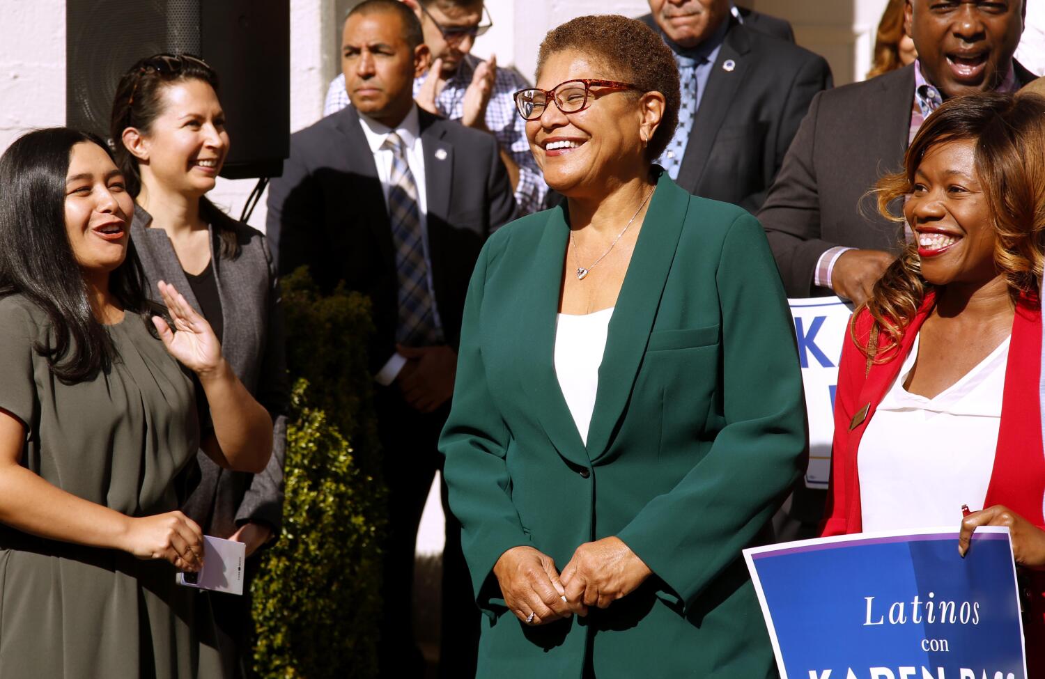 L.A. Mayor Karen Bass launches her reelection bid, saying, 'We cannot afford to stop our momentum'