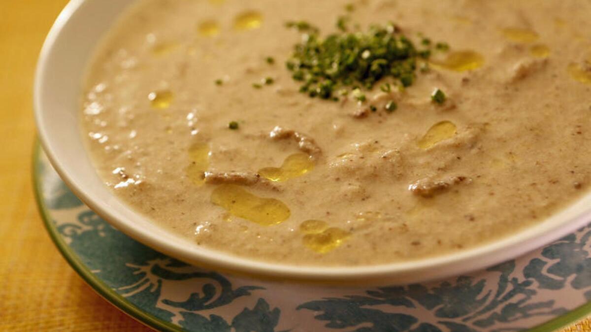 Vegan mushroom bisque.