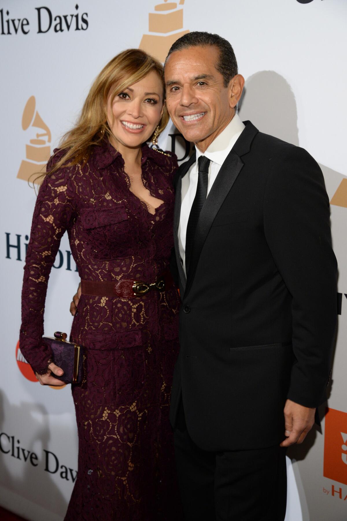 Antonio Villaraigosa and Patricia Govea attend the 2016 Pre-Grammy Gala and Salute to Industry Icons.