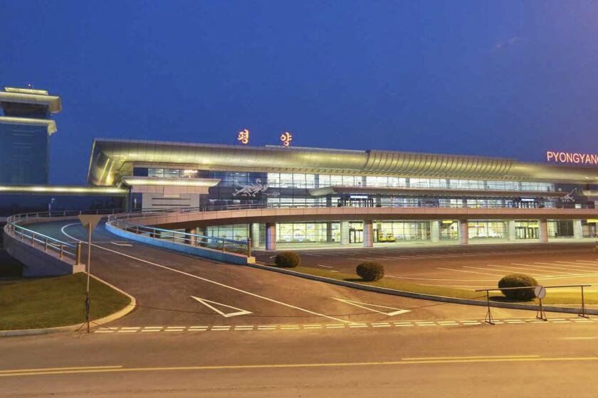 An undated picture released by the Rodong Sinmun, the newspaper of the North Korea ruling Workers party, shows the newly built terminal of Pyongyang International Airport in North Korea.