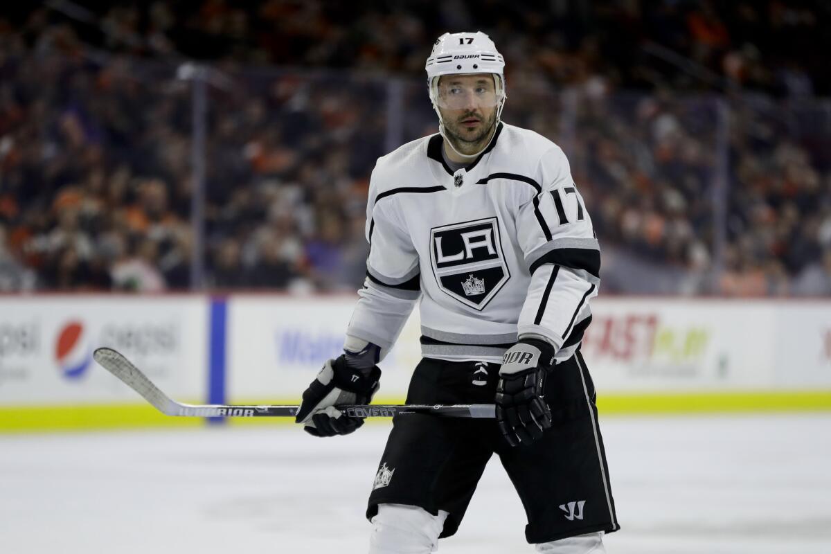 Kings left wing Ilya Kovalchuk looks on during a game against the Flyers on Feb. 7.