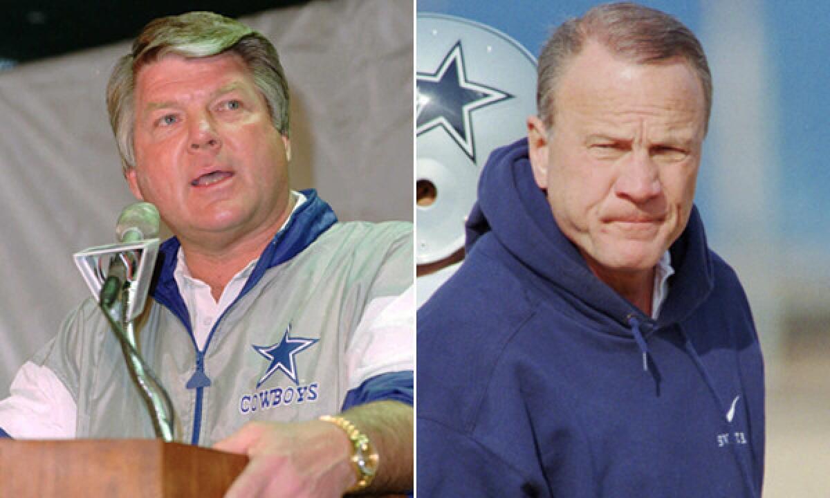 Former Dallas Cowboys coaches Jimmy Johnson, left, and Barry Switzer made lasting impressions at the college and NFL levels.