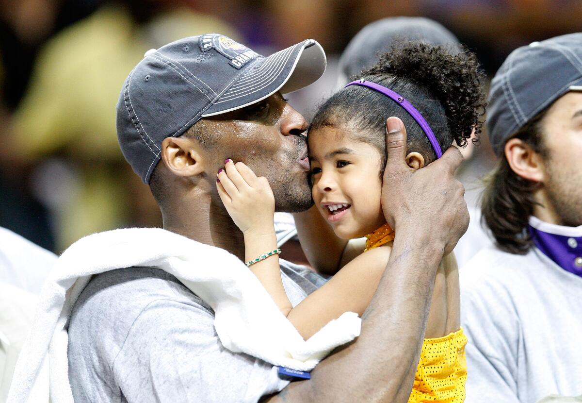 Kobe Bryant and Gianna after Game 5 of the NBA Finals in 2009
