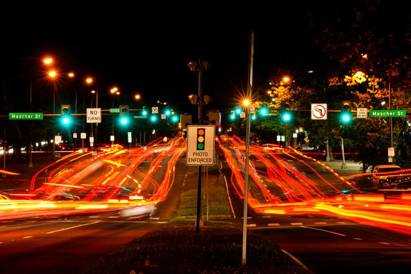 FILE - This long exposure photo shows traffic driving on Roosevelt Boulevard in Philadelphia, Wednesday, May 25, 2022. Traffic fatalities dropped 3.3% in the first half of the year compared with the prior-year period, according to the National Highway Traffic Safety Administration. The agency said Thursday, Sept. 28, 2023, that an estimated 19,515 people died in motor vehicle traffic crashes in the first half of 2023. There were 20,190 fatalities in the first half of 2022.(AP Photo/Matt Rourke)