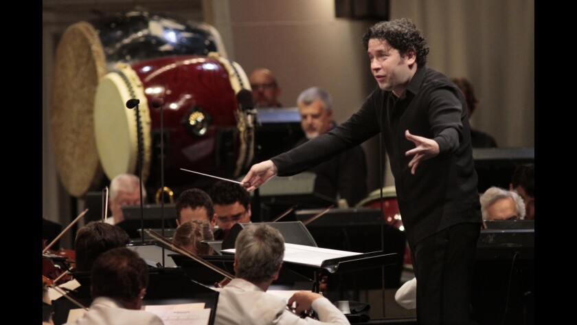 Gustavo Dudamel led the L.A. Phil during the Hollywood Bowl's "Noche de Cine."