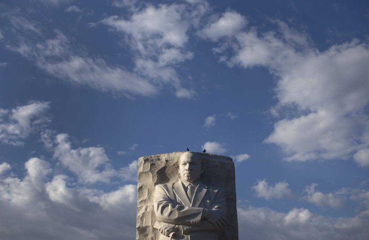 The Martin Luther King Jr. Memorial in Washington. A new essay explains FBI Director J. Edgar Hoover's effort to discredit the civil rights leader.