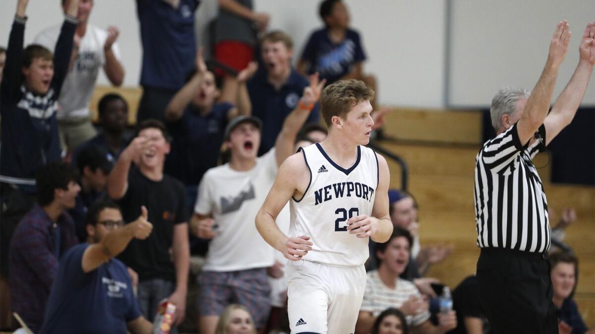 Sam Barela hit some big shots for Newport Harbor High, which beat rival Corona del Mar in the Battle of the Bay for the first time since 2005-06.