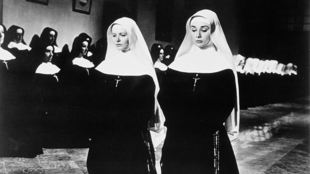 Patricia Bosworth, left, with Audrey Hepburn in "The Nun's Story."