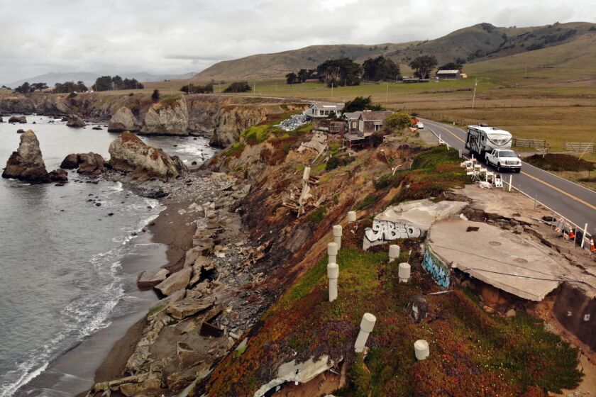 BODEGA BAY, CALIFORNIA--FEB. 27, 2019--Just north of Bodega Bay, California along the Sonoma Coast at Gleason Beach, many homes have fallen off the cliff or have been condemned. (Carolyn Cole/Los Angeles Times)