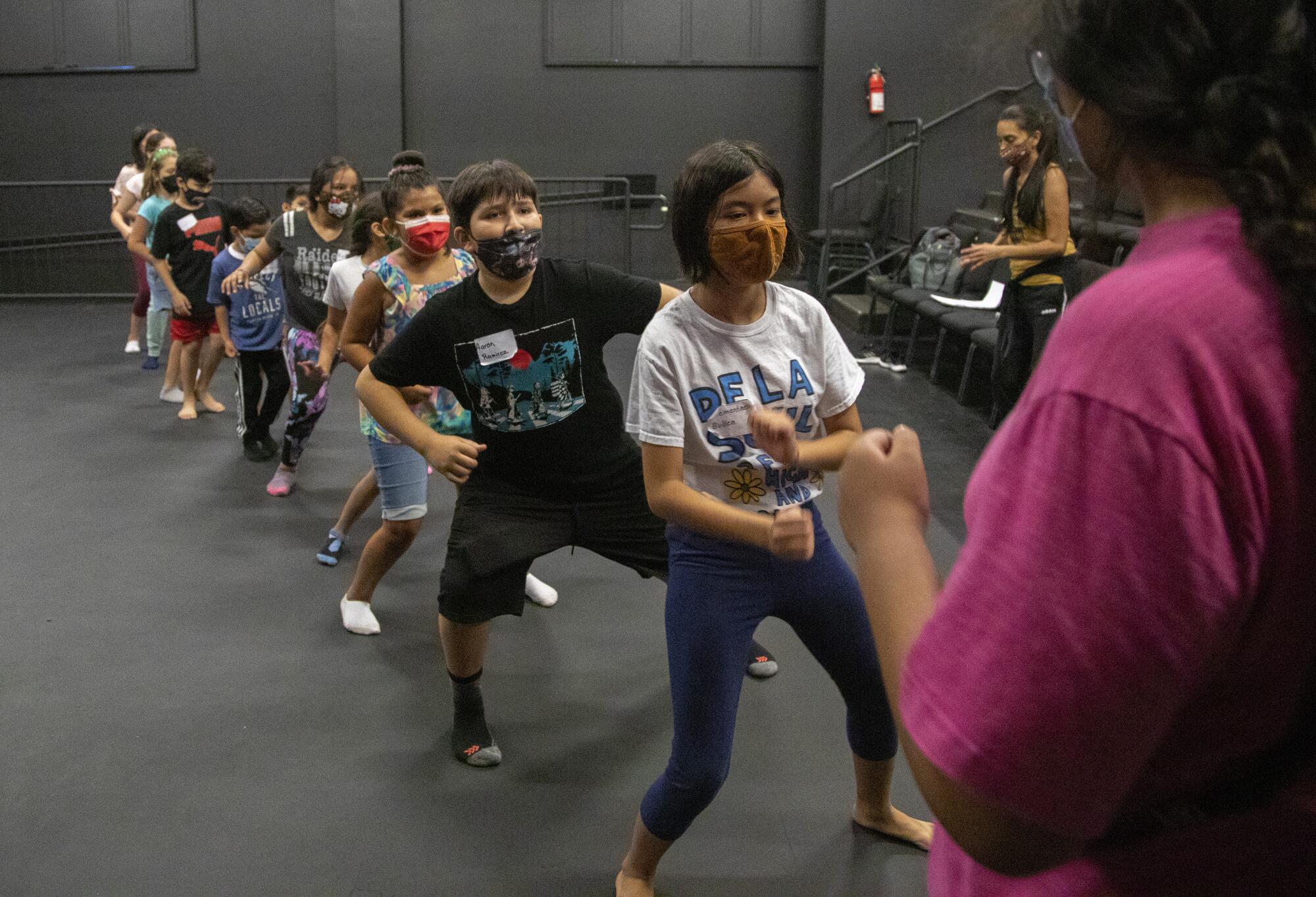 Students rehearse choreography during weekend classes at Casa 0101 in Boyle Heights
