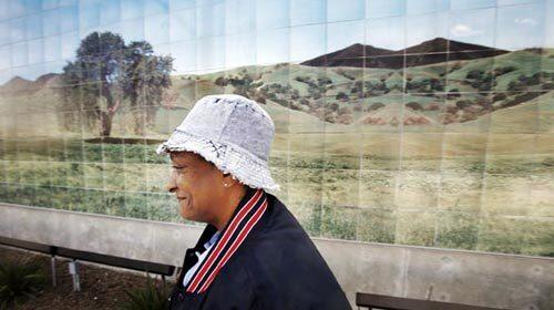 Linda Wiley of Los Angeles always enjoys seeing this mural by Ken Gonzales-Day on the Los Angeles County Administration Building in L.A. along Vermont Avenue, between 83rd and 84th streets. "I like it," she says. The artwork is part the county's Civic Art Program.