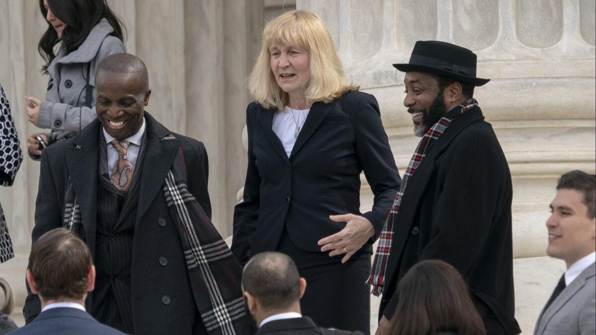 Attorney Sheri Johnson leaves the Supreme Court on March 20 after challenging a Mississippi prosecutor's decision to keep African Americans off the jury in the trial of Curtis Flowers, a black man who has been tried six times for murder.