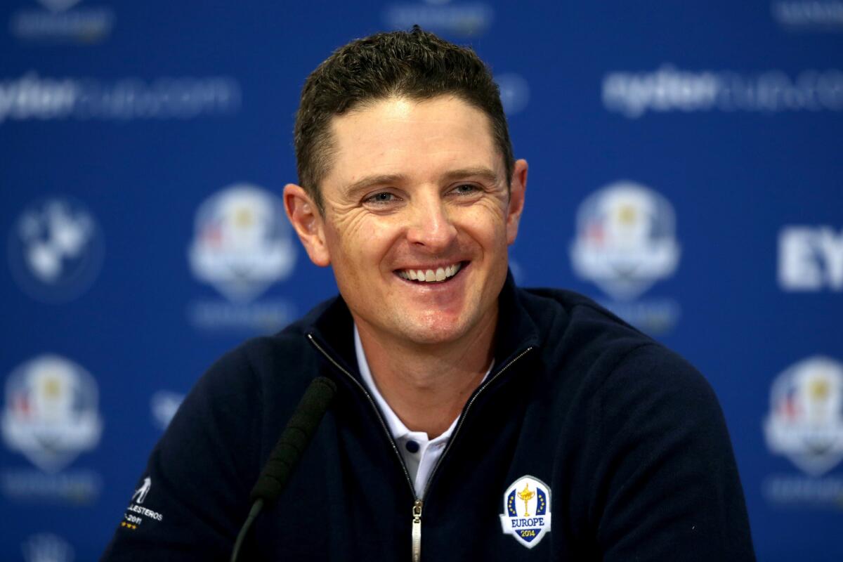 Justin Rose gets Twitter messages whenever the 2012 Ryder Cup is shown on TV, "so I always know when other people are watching it," he says.