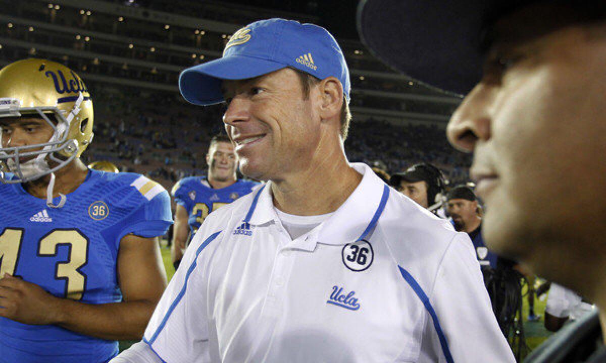 UCLA Coach Jim Mora will be looking to end a dismal trend for the Bruins in Tucson when his team lines up against Arizona on Saturday.