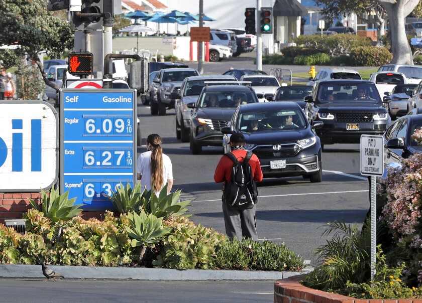 The Mobile gas station on Pacific Coast Highway and Broadway in downtown Laguna Beach in early March.