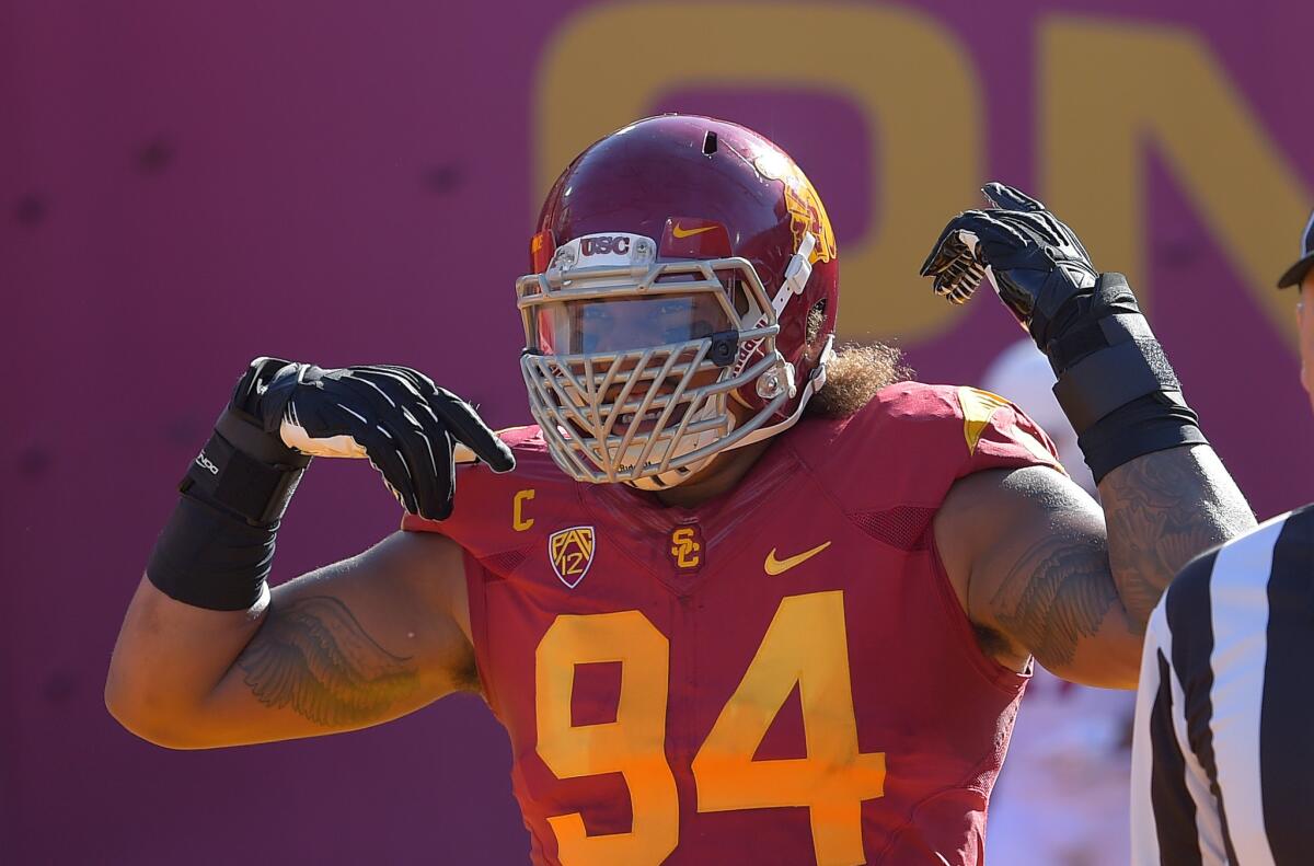 USC defensive end Leonard Williams did not practice Wednesday after injuring his ankle Tuesday.