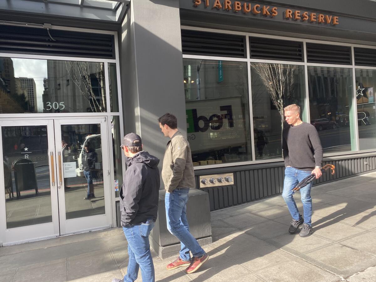 A Seattle Starbucks outlet is closed for coronavirus disinfection.