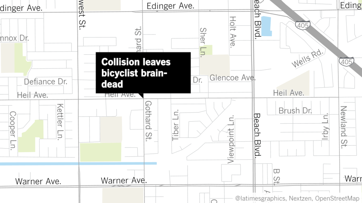 Mario Gomez, a 57-year-old Anaheim resident, was pronounced brain-dead Sunday after being injured in a collision in the area of Gothard Street and Heil Avenue in Huntington Beach on Friday, according to authorities.