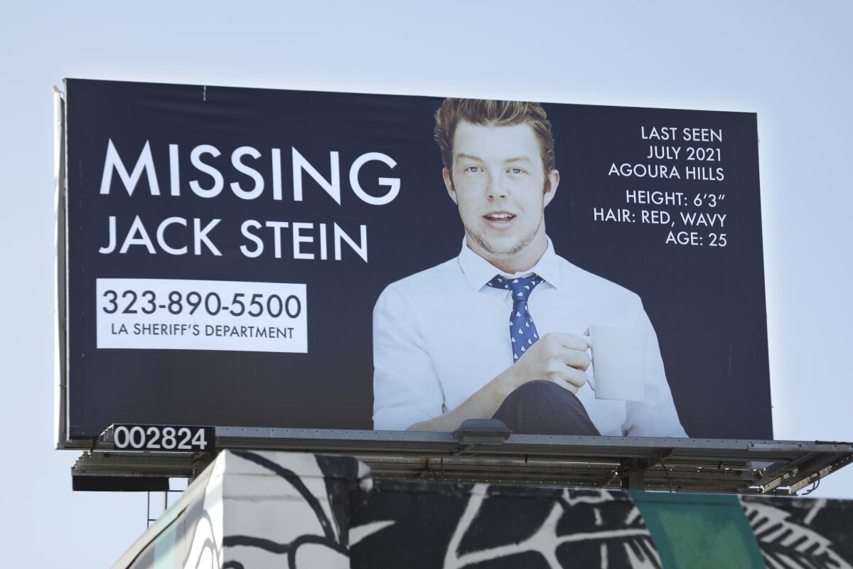 A large billboard says "Missing: Jack Stein" on Lincoln Avenue in Venice. 