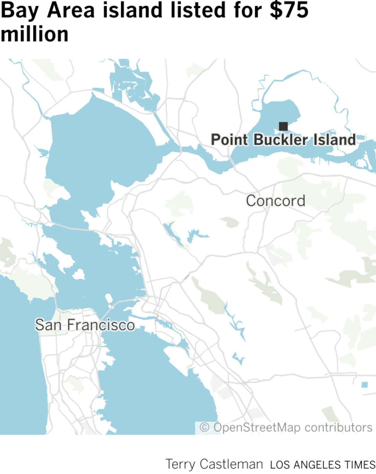 Map showing Point Buckler Island in Solano County