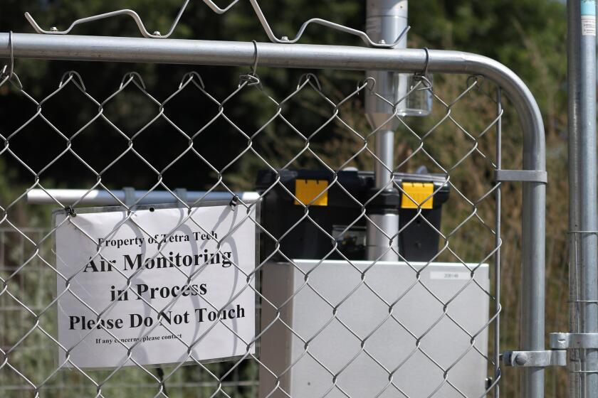 There is an air monitoring station located very close to the Hahamongna Watershed Park L.A. County Public Works Department's Devil's Gate Dam Sediment Removal project, in La Canada Flintridge on Tuesday, July 30, 2019.