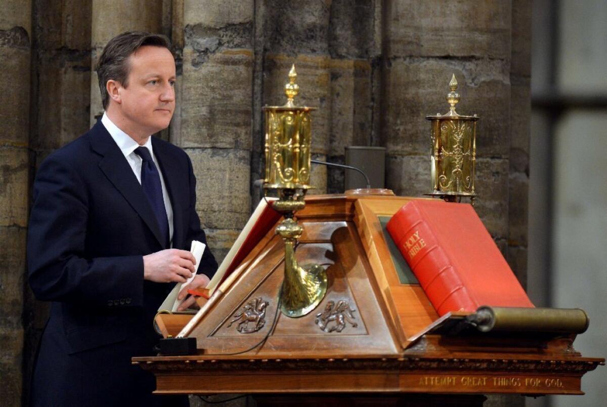 Prime Minister David Cameron at a a memorial service for Nelson Mandela at Westminster Abbey in March.