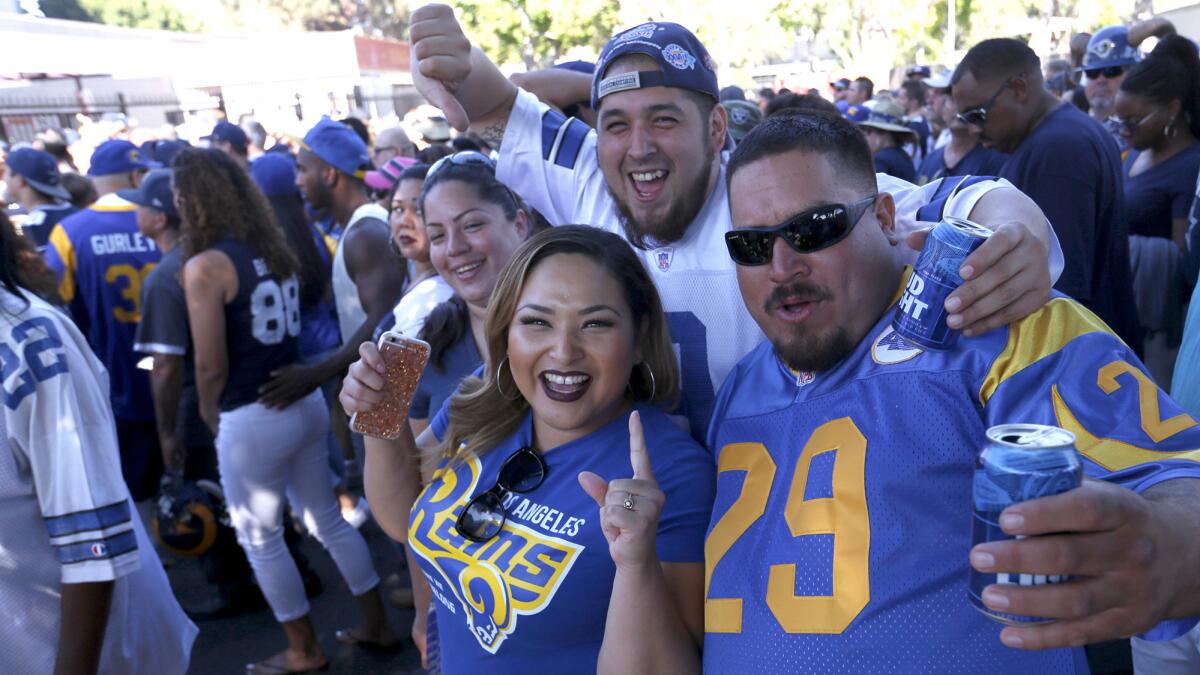 Fans get set to enter the Coliseum for a game between the Rams and the Dallas Cowboys in 2017.