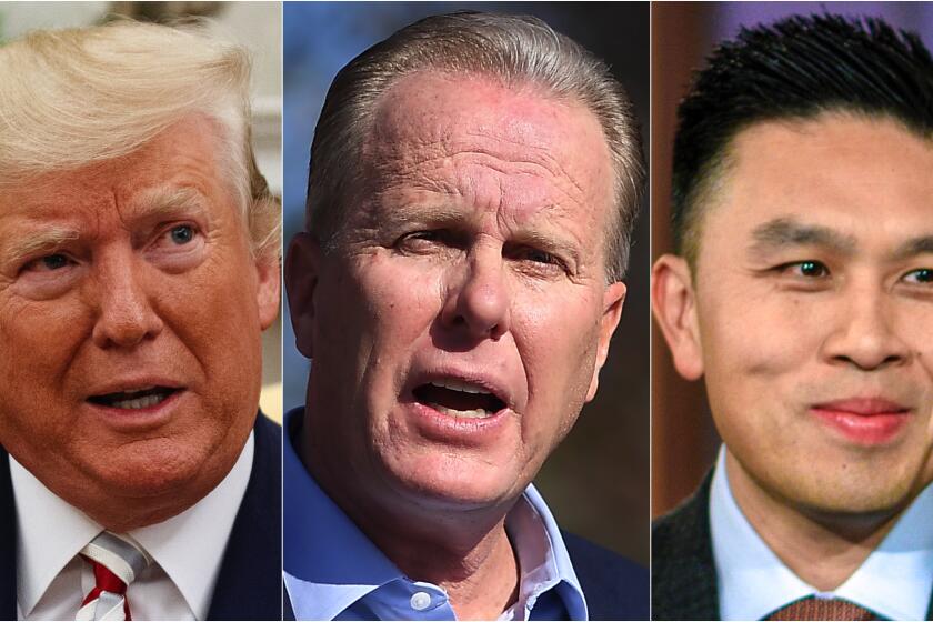 Donald Trump, Kevin Faulconer and Lanhee Chen.