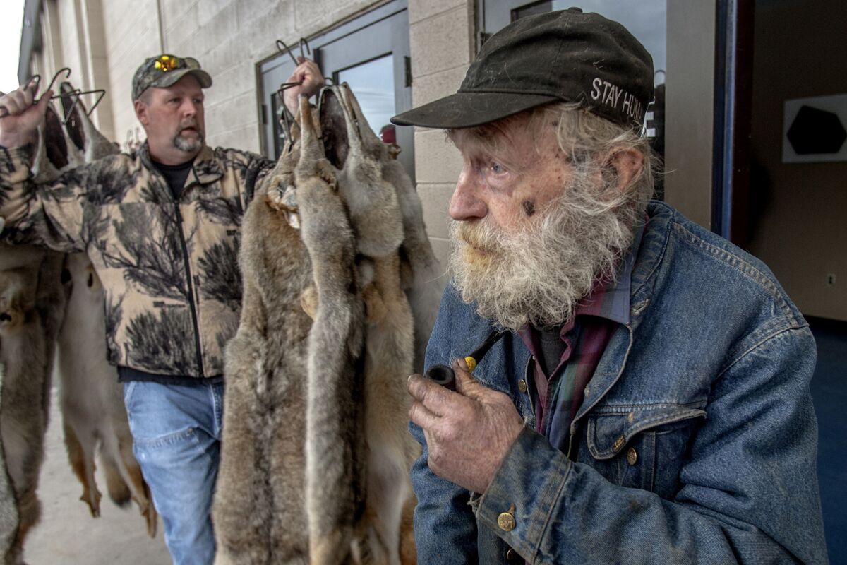 Milton Brownell, an 80-year-old fur trapper shown at an Oregon fur sale, foresees the end of an industry.