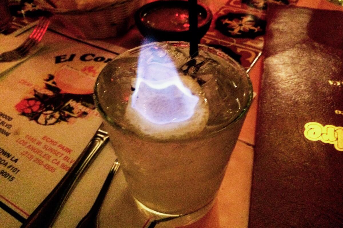 The flaming margarita with a flaming round of lemon