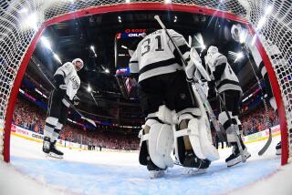 EDMONTON, CANADA - MAY 01: The Los Angeles Kings acknowledge their goaltender David Rittich #31 as their season comes to an end after Game Five of the First Round of the 2024 Stanley Cup Playoffs against the Edmonton Oilers at Rogers Place on May 1, 2024, in Edmonton, Alberta, Canada. (Photo by Andy Devlin/NHLI via Getty Images)