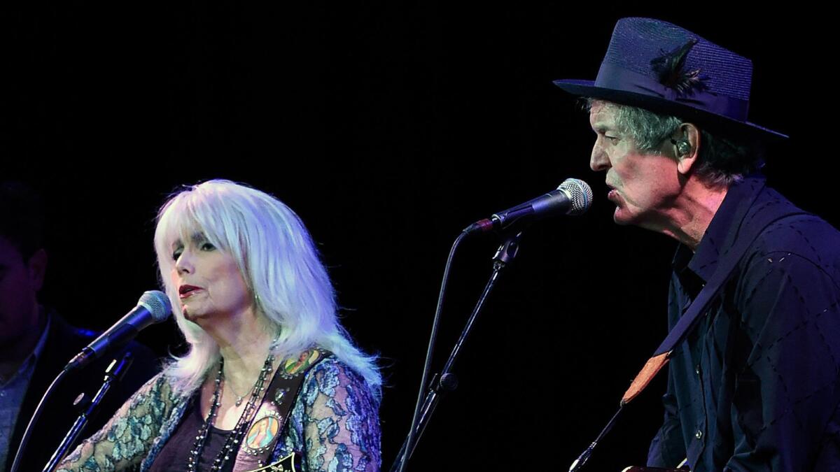Emmylou Harris and Rodney Crowell perform at City Winery Nashville on May 27, 2015, in Nashville, Tenn.