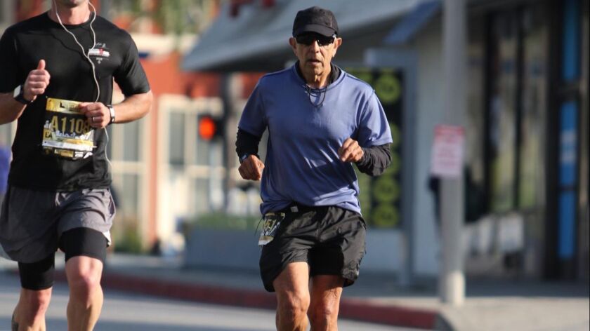 Frank Meza runs in the Los Angeles Marathon.