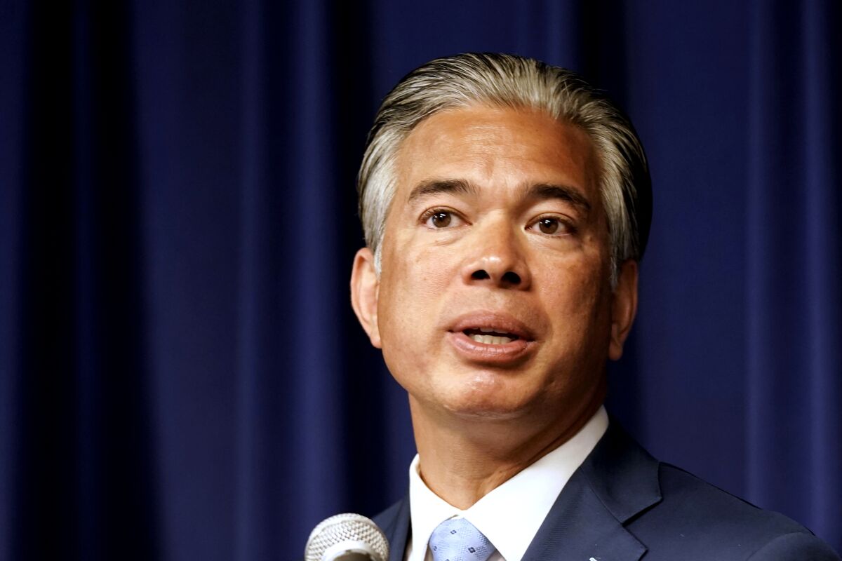 FILE – California Attorney General Rob Bonta speaks at a news conference in Sacramento, Calif., on June 28, 2022. Bonta said Wednesday, Nov. 30, 2022, the California Department of Justice will adopt recommendations from an independent investigation into a data breach over the summer that exposed the personal information of 192,000 people who had applied for a permit to carry a concealed weapon. (AP Photo/Rich Pedroncelli, File)