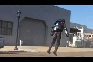 Inventor Richard Browning soars in his 'jet-powered exosuit' at Comic-Con 2017