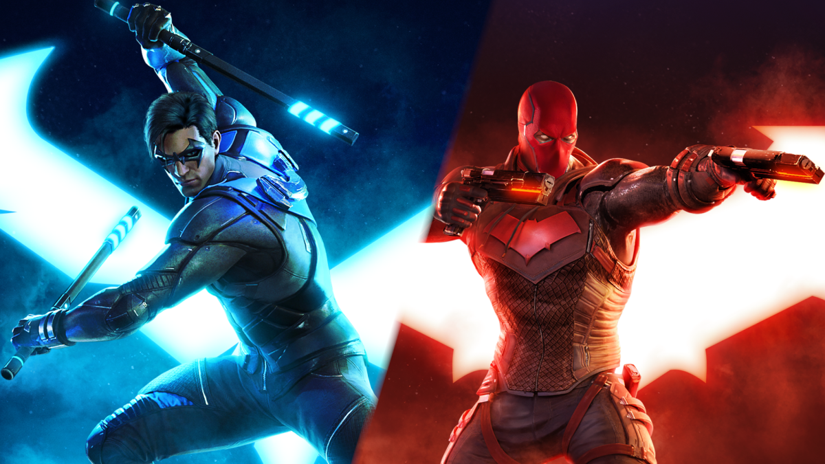 "Gotham Knights" lead characters Nightwing and Red Hood.