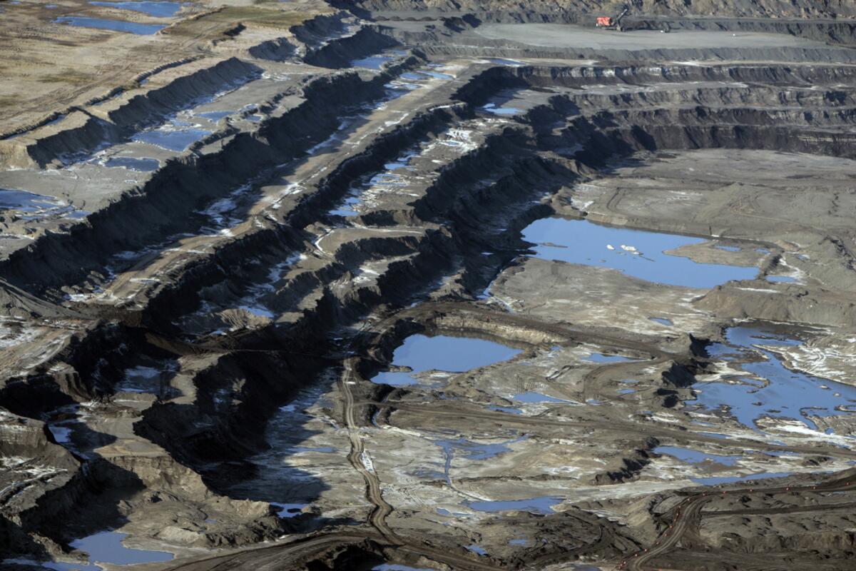 A tar sands mine in Alberta, Canada. President Obama has vetoed legislation that would have ordered approval for the Keystone pipeline, designed to carry oil to Gulf Coast refineries.