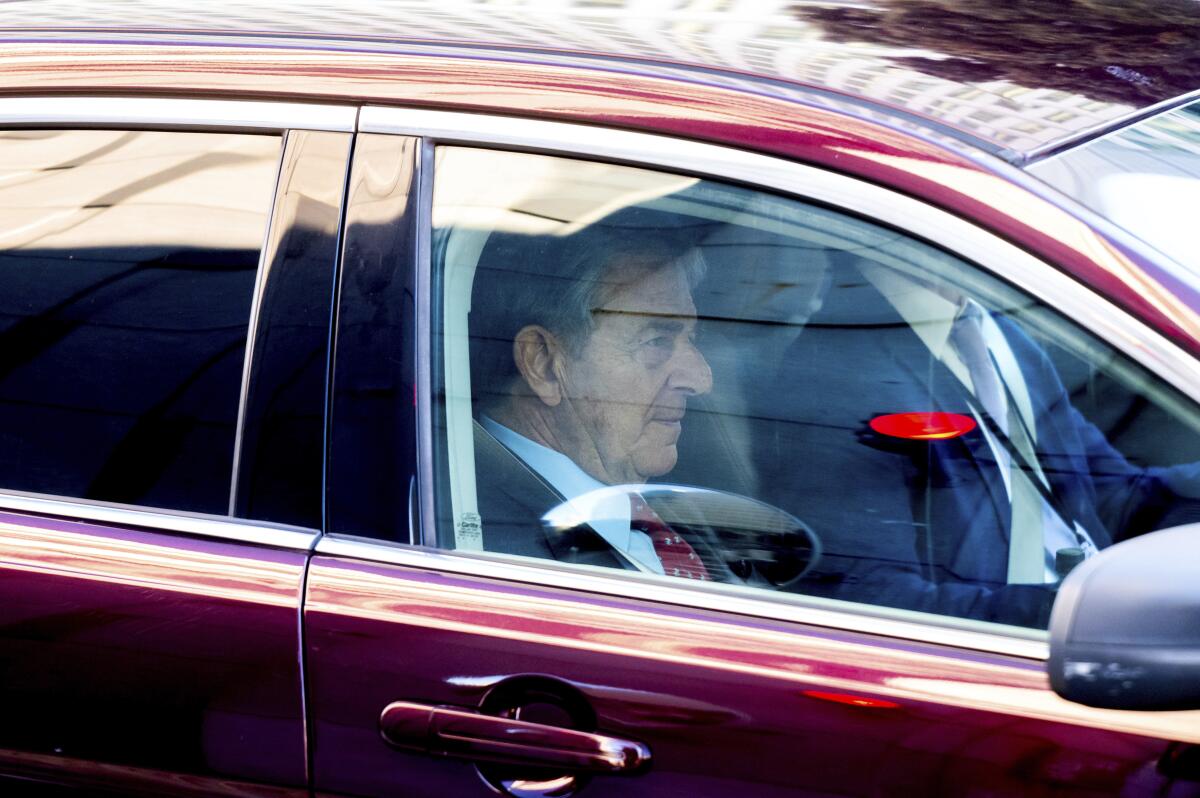 Paul Pelosi leaves a federal court in San Francisco by car on Monday, Nov. 13, 2023. 