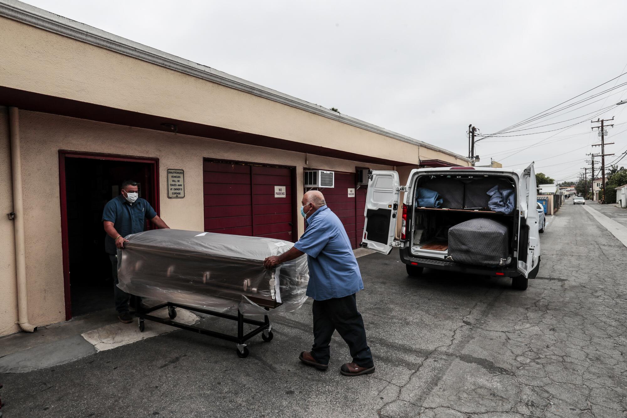 Coffins delivered to Continental Funeral Home