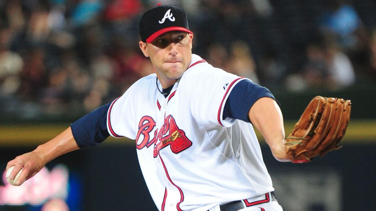 Jim Johnson pitches for the Atlanta Braves on June 10, 2015.